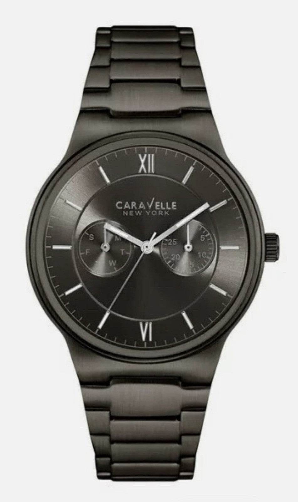 Caravelle By Bulova Grey Dial Gunmetal IP Stainless Steel Bracelet Watch 45A136