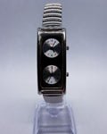 Vintage Rumours 3721 Dual Time Rectangle Women's Watch Silver Stretch Band