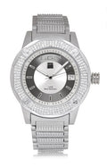 Elgin Men's Watch 216 Crystals Diamond Indices Date Window SS Band 46mm FG160032