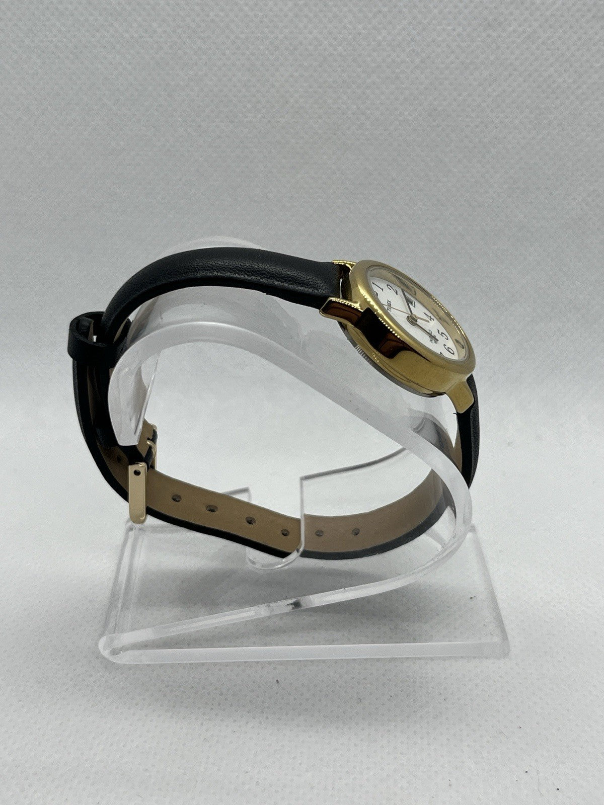 Timex Easy Reader Women's Watch T2H341 - 25mm Gold Case - Black Leather Strap