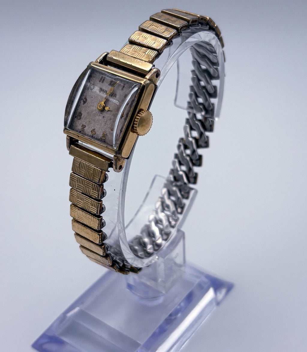 Vintage 1944 Bulova 7AM Mechanical Ladies Square Watch 10K RGP Expansion Band