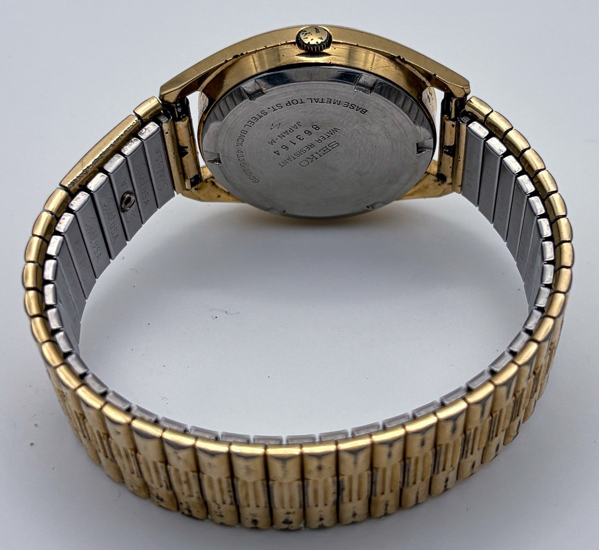 Vintage 1978 Seiko SQ 4336-8089 Champagne Dial Men's Gold Watch Day Date Speidel