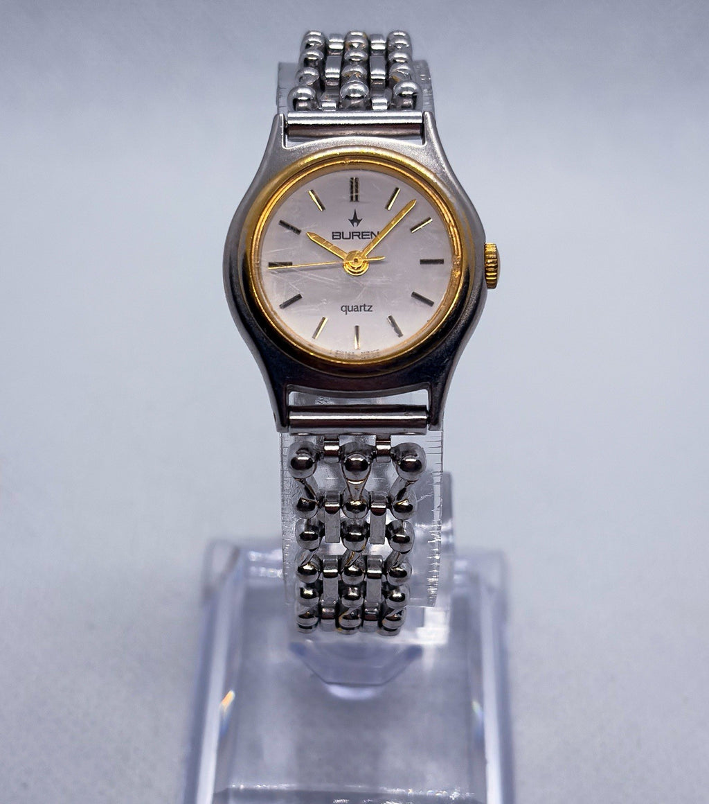 Vintage 1990s Buren Swiss Quartz Two-Tone Dainty Ladies Dress Watch CW-BU-217340
