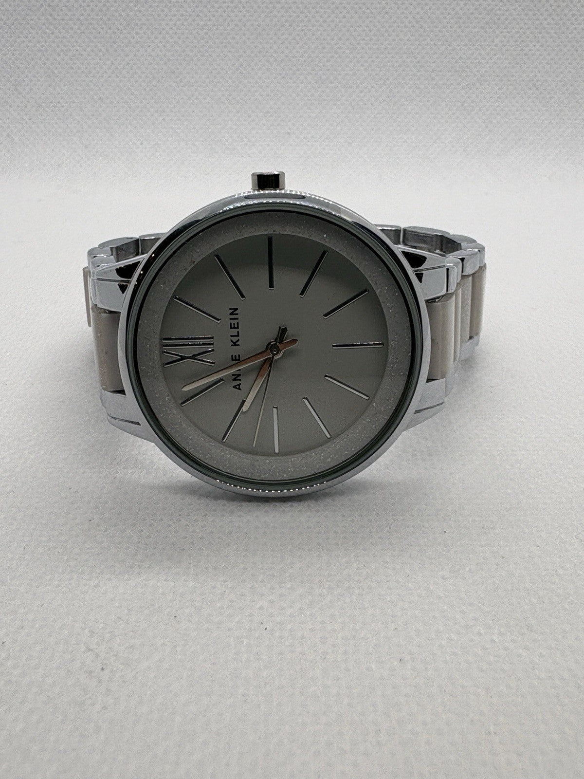 Anne Klein Women's AK/1413LGSV Silver-Tone and Light Grey Resin Bracelet Watch