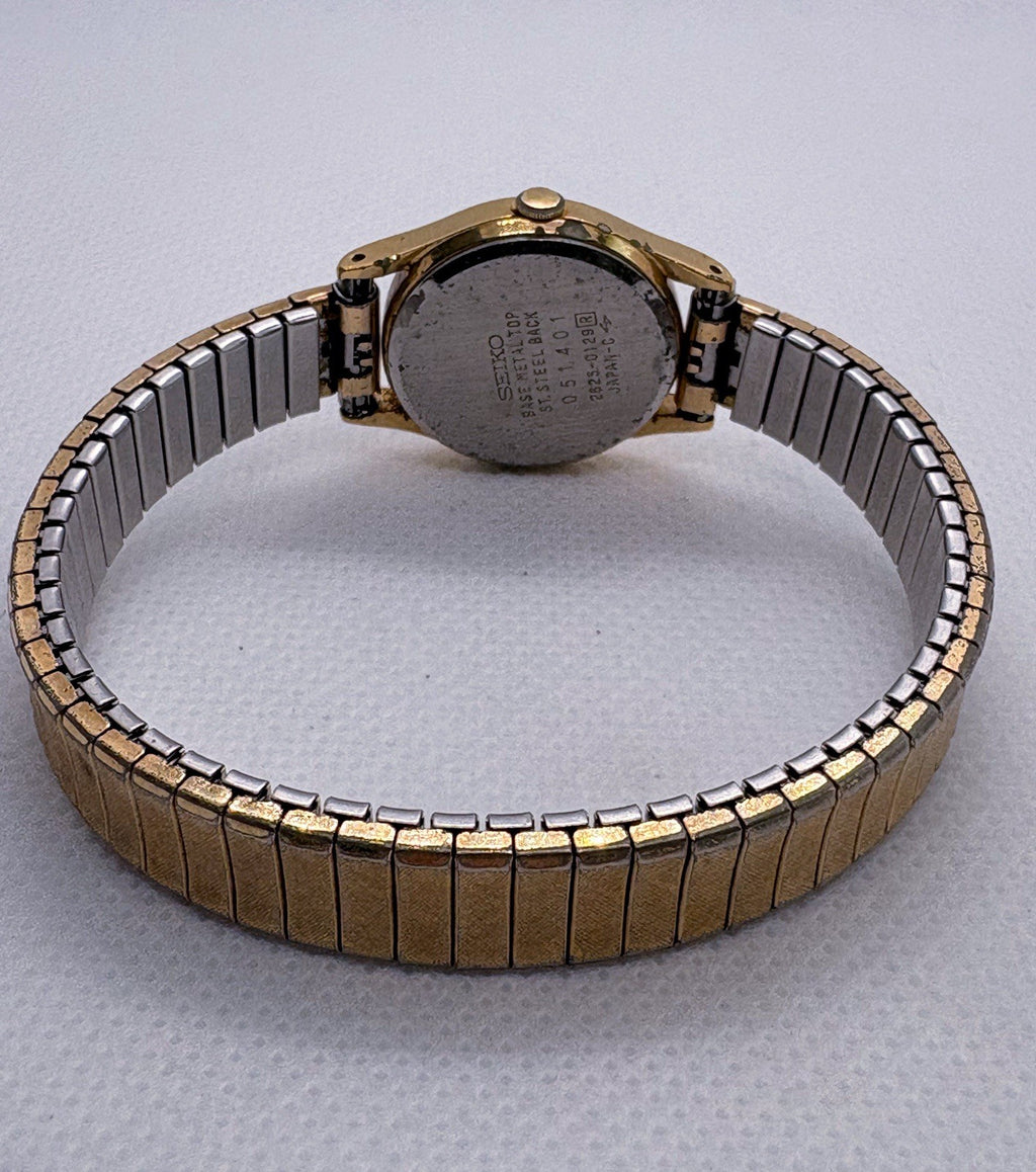 Vintage 1980 Seiko SQ Ladies Quartz Watch 2625-0129 Gold Tone Date Speidel