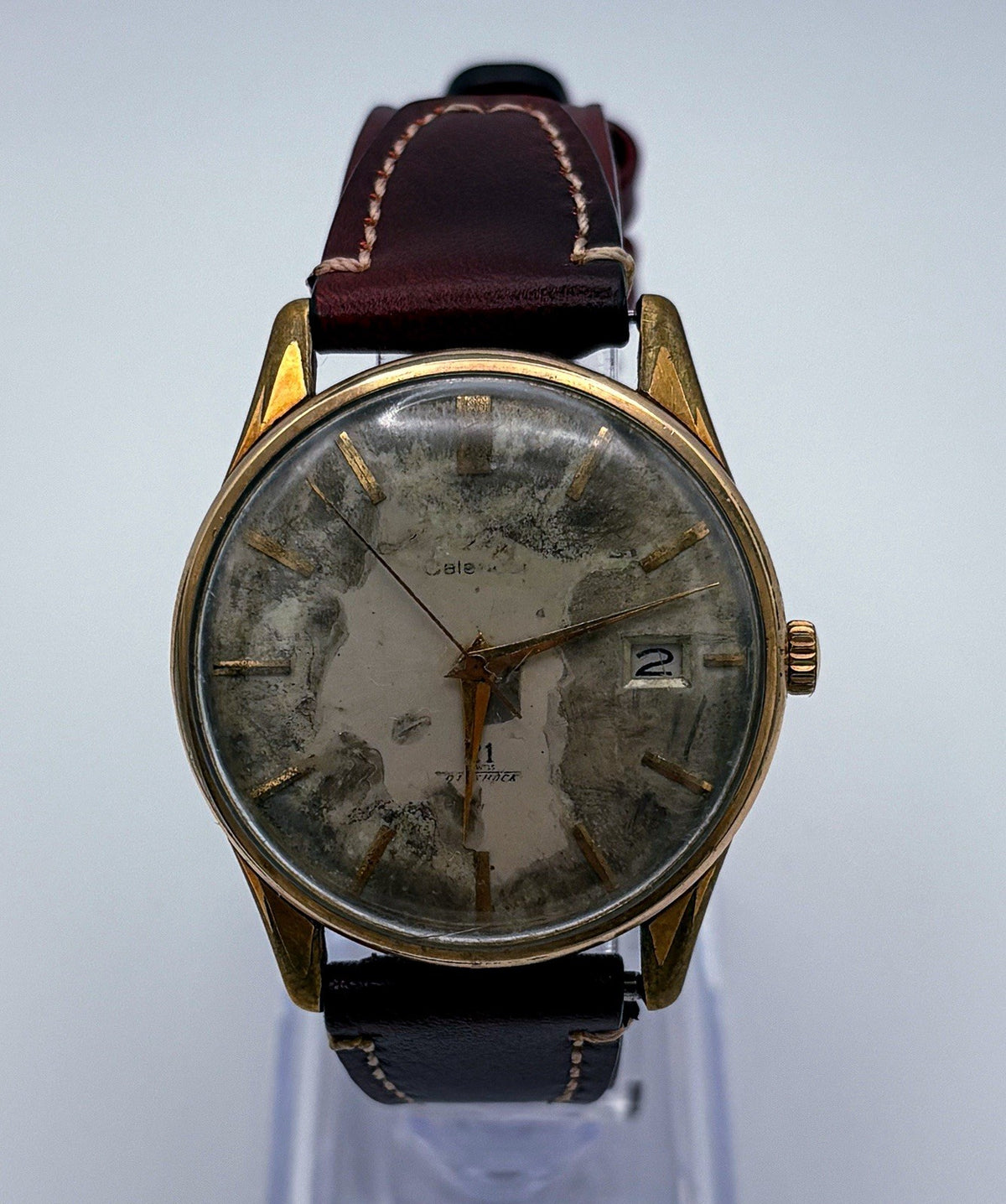 VTG 1958 Seiko Cronos Calendar 21J 14K Gold Filled Watch J14061A RUNNING Patina