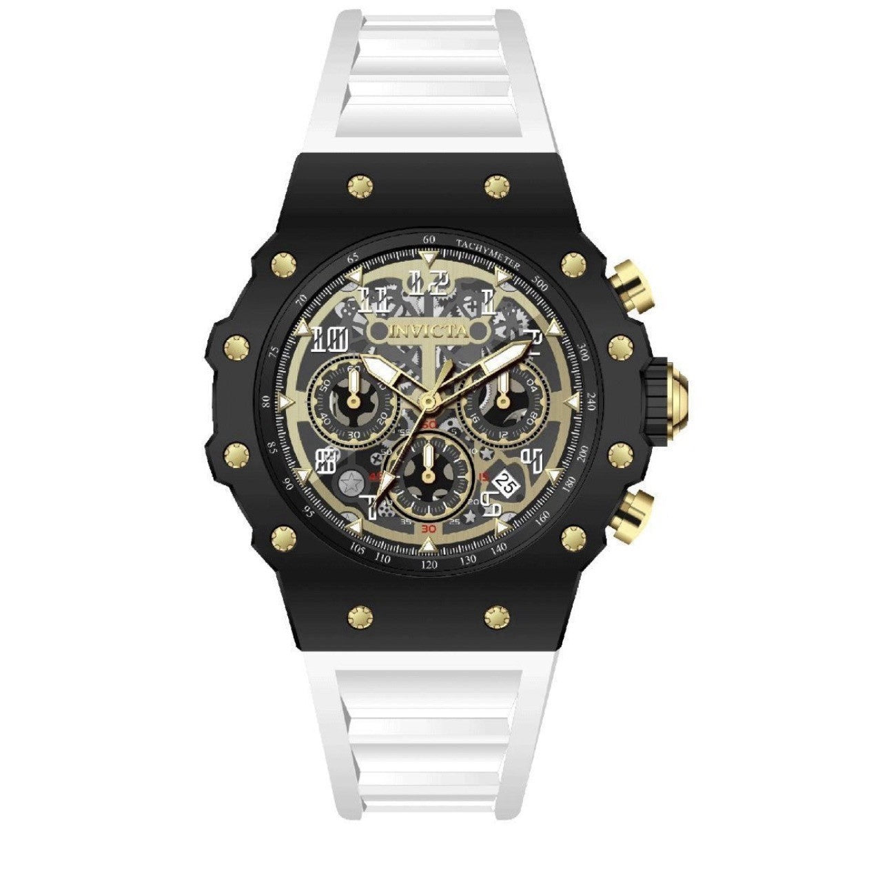 Invicta Racing Vaulthan Men's Watch 69653 44mm Black Case White Band Skeleton