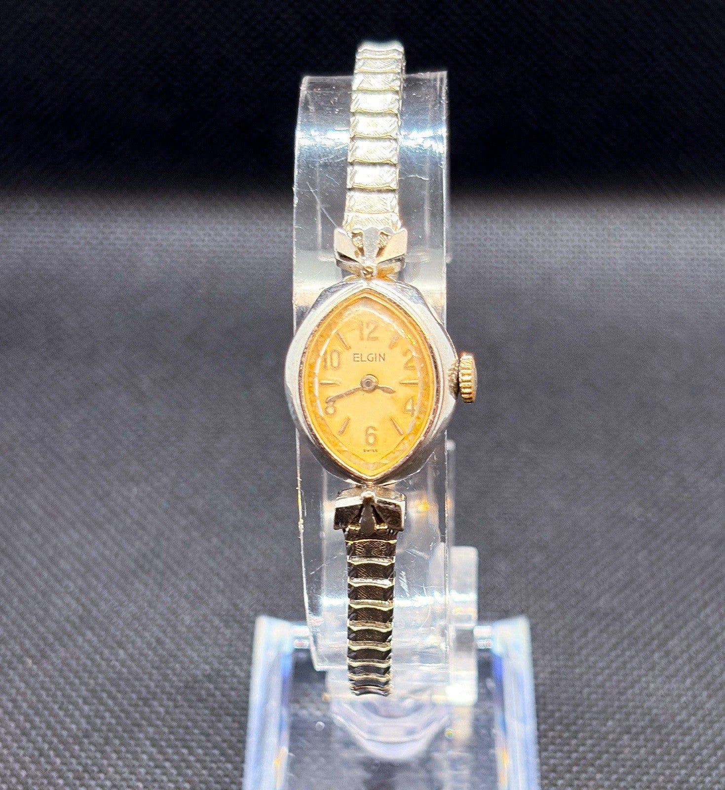 Vintage 1960 Elgin Ladies Cocktail Watch 17J Manual Hand Wind 10K RGP Bezel 3614