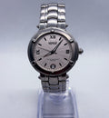 Vintage Geneve Swiss Stainless Steel Silver Guilloche Roman Date Men's Watch