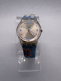 Swatch Happy Field Watch Silver Face Embroidered Flowers Band Clear Case GE146