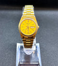 VTG 1991 Seiko SQ President Women's Watch Gold Fluted Bezel Day Date 3Y03-0169
