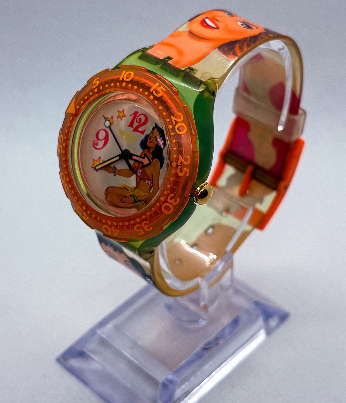 Vintage 1994 Swatch Scuba 200 Beach Virgin SDG104 Hula Tropical Watch Working