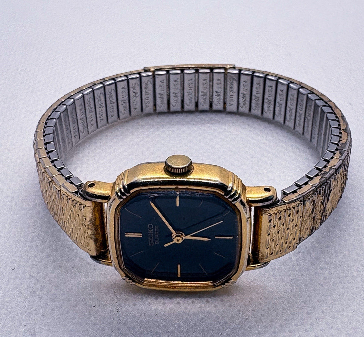 Vintage 1982 Seiko 5421-5011 Ladies Cushion Quartz Watch Speidel Expansion Band