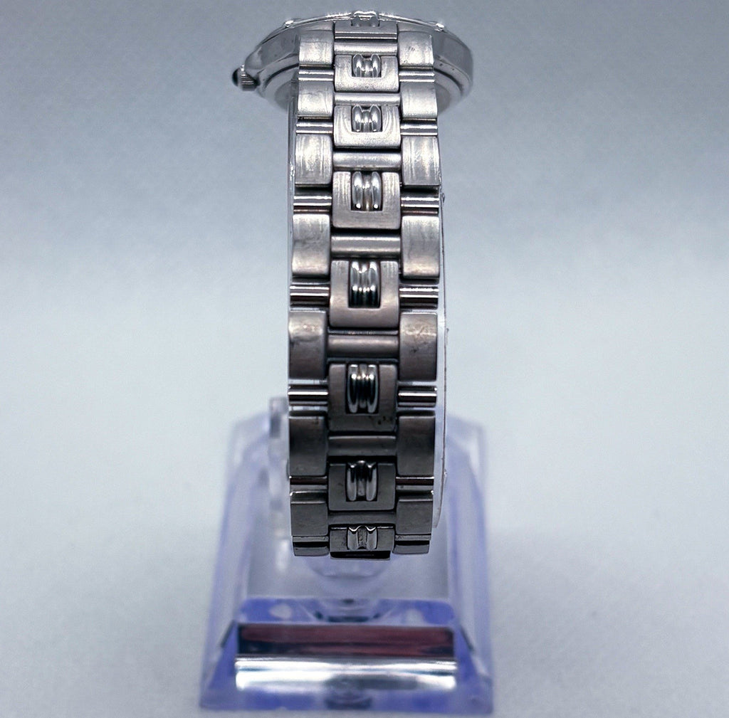 Vintage 2000s Bulova 96R04 C867878 Diamond Bezel Stainless Steel Ladies Watch