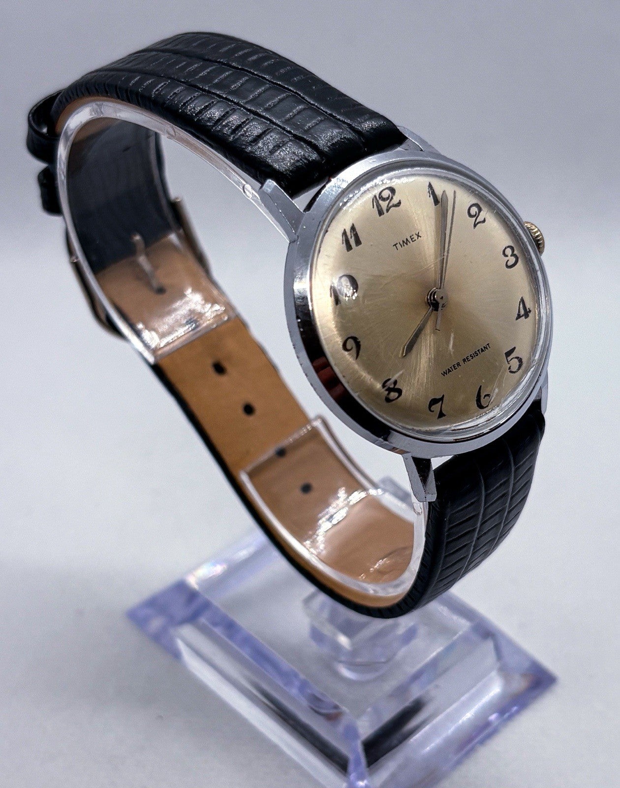 Vintage 1977 Timex Marlin Mechanical Hand Wind Men's Watch 34mm Sunburst Dial