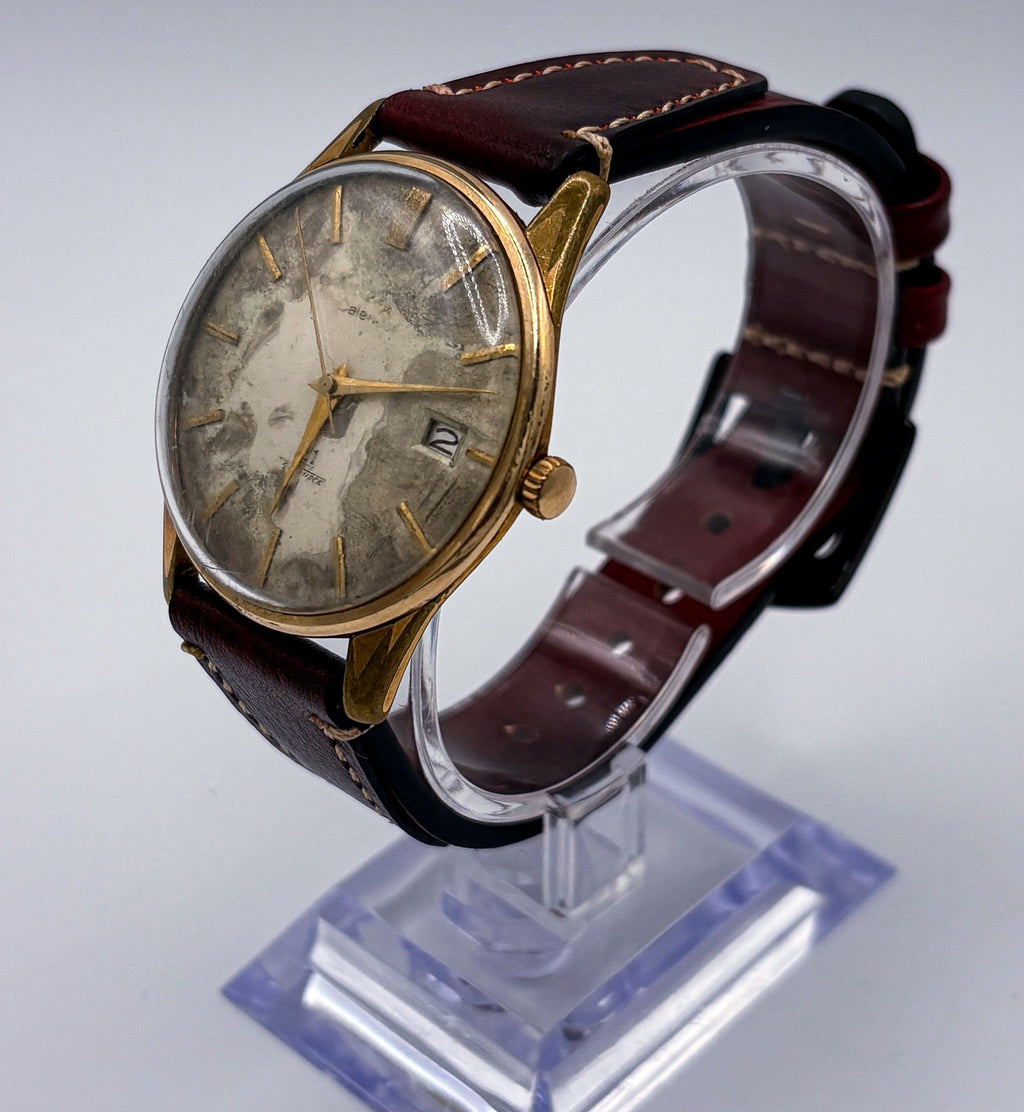 VTG 1958 Seiko Cronos Calendar 21J 14K Gold Filled Watch J14061A RUNNING Patina