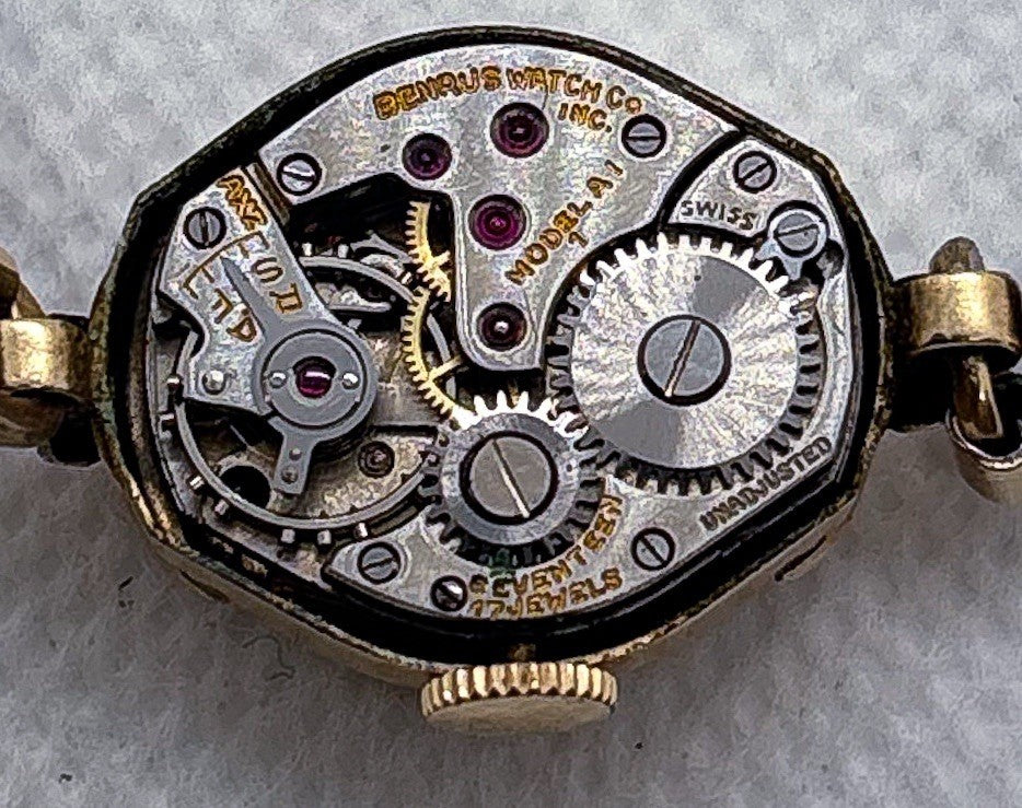 Vintage 1950s Benrus Cocktail Watch Model A1 17J Manual Wind 10k RGP Working