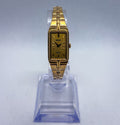 Seiko Solar Women's Tank Watch V116-0AH0 Gold Tone Rectangle Dress Wristwatch