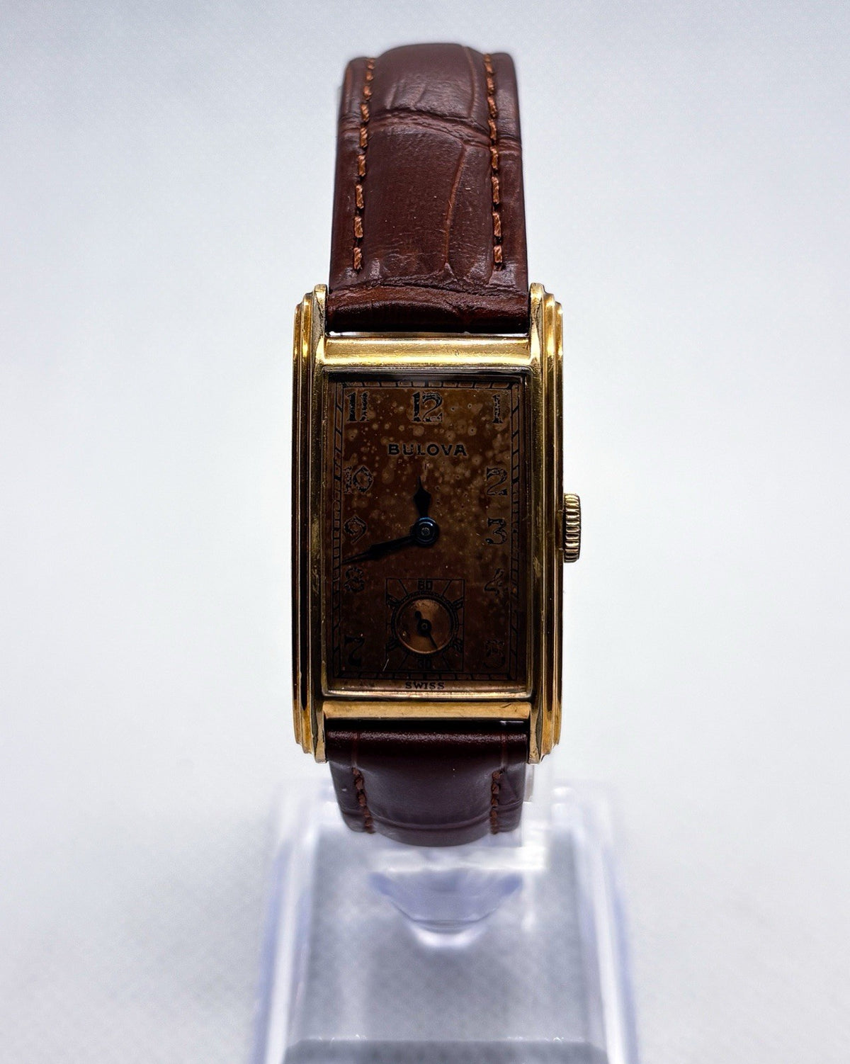 Vintage 1941 Bulova Minute Man ModelE 17J Manual Wind Art Deco Tank Watch 10k GF