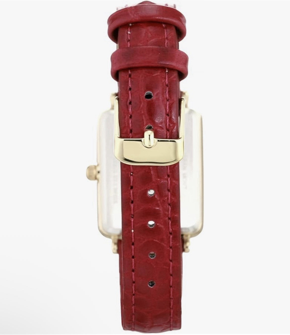 Anne Klein Women's Glitter Accented Croco-Grain Strap Watch, AK/3820 Red/Gold