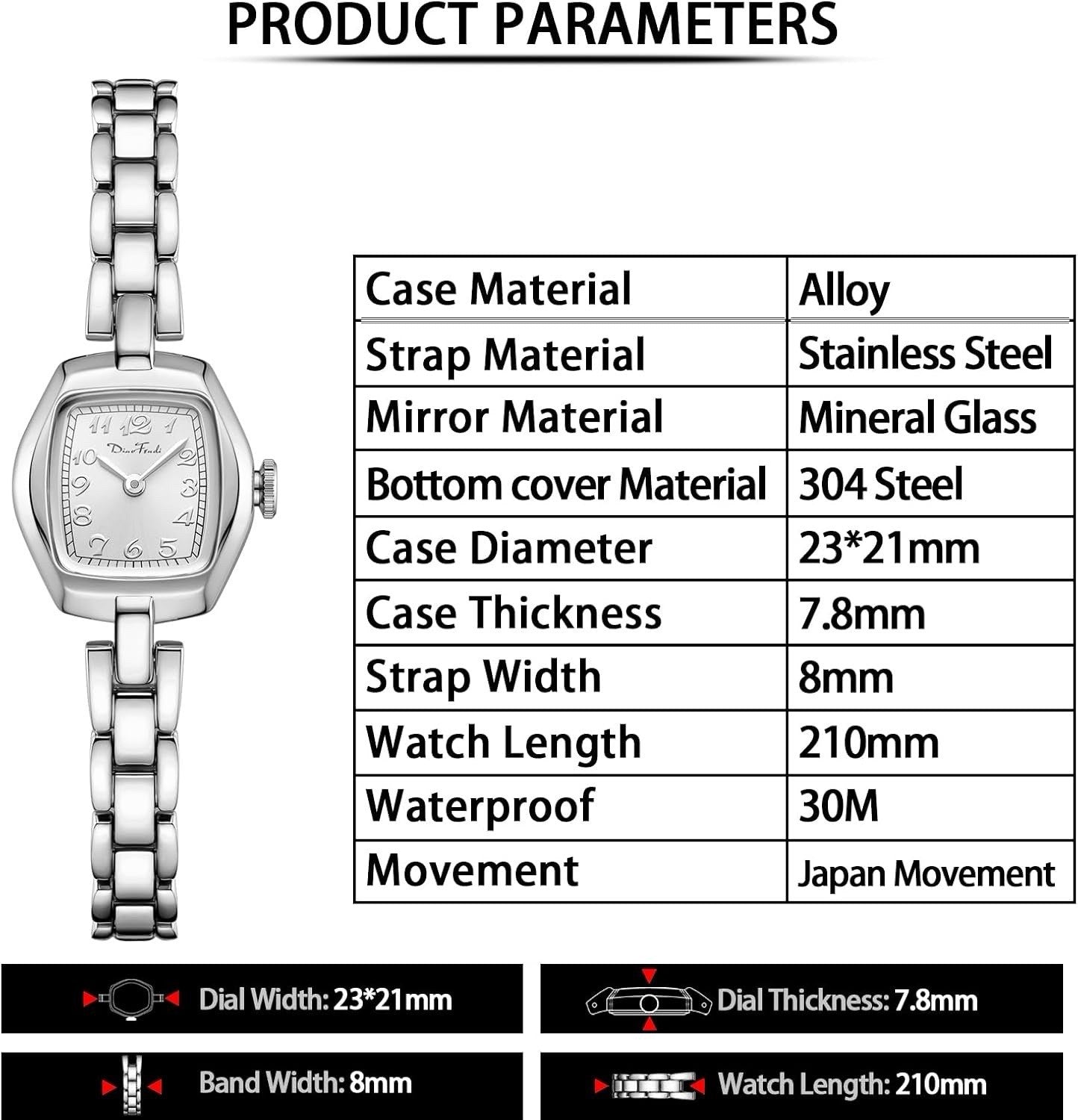 Diaofendi Petite Oval Silver Women’s Silver Watch, Waterproof Elegant NEW