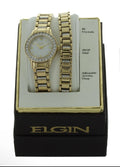 ELGIN Women' Bracelet Watch SET  Gold Tone Crystal Accented EG201807
