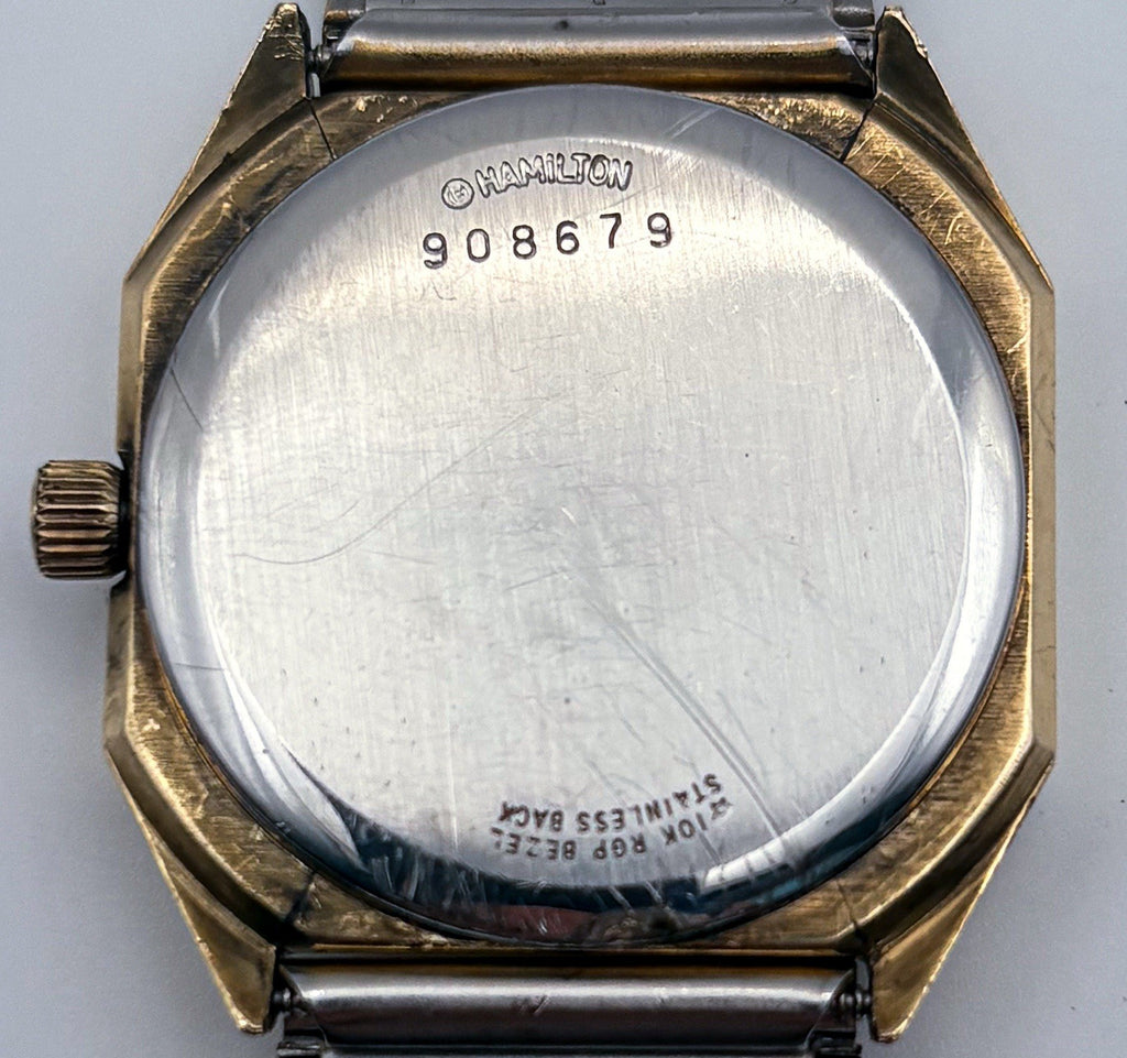 Vintage Hamilton 908679 Octagonal Watch 10K RGP Black Day Date Original Band