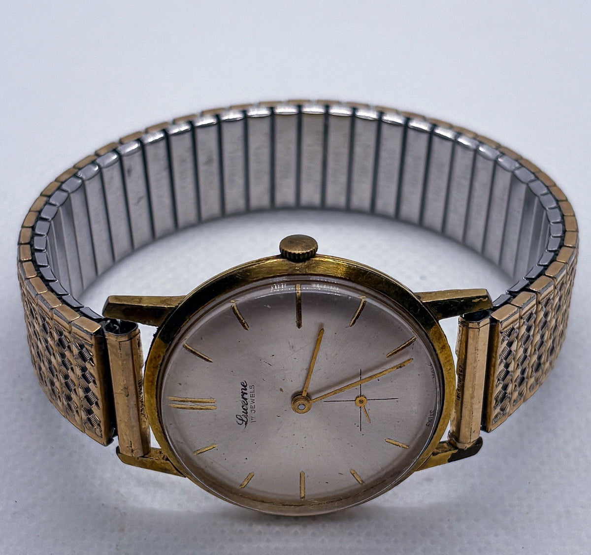 Vintage 1960s Lucerne 17 Jewels Sub Second Hand-Wind Watch Speidel Twist Band