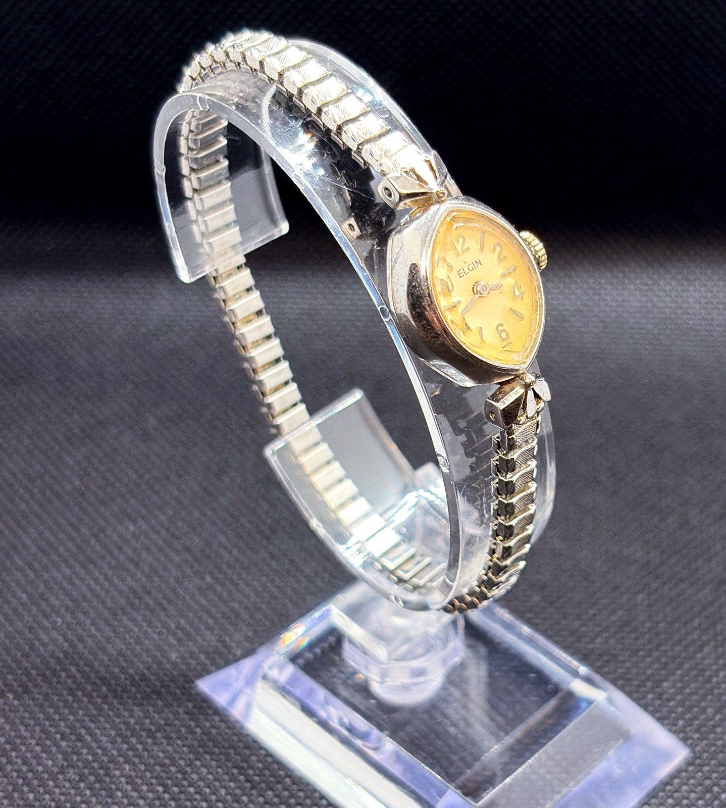 Vintage 1960 Elgin Ladies Cocktail Watch 17J Manual Hand Wind 10K RGP Bezel 3614