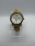 Geneva Platinum Women's Gold Tone Watch Mother Of Pearl Dial New Battery