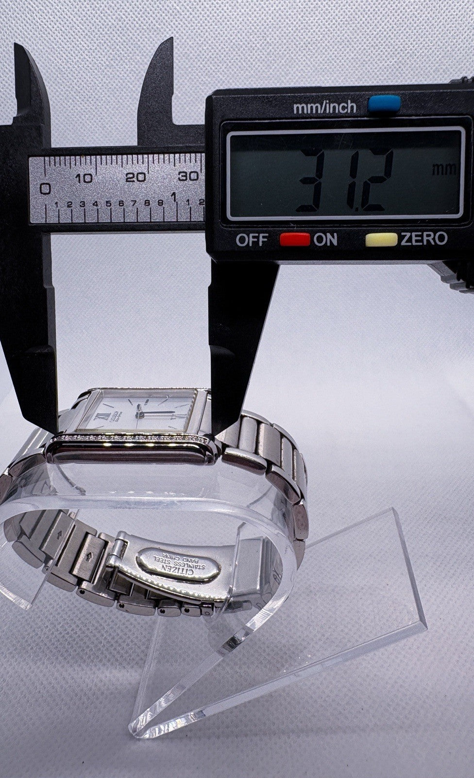 Citizen Eco-Drive Ladies Diamond Tank Watch Silver White Roman Dial EO31-SO44502