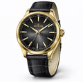 Invicta Celestial Men's Watch 43mm Gold Case Black Dial Black Leather Band 50473