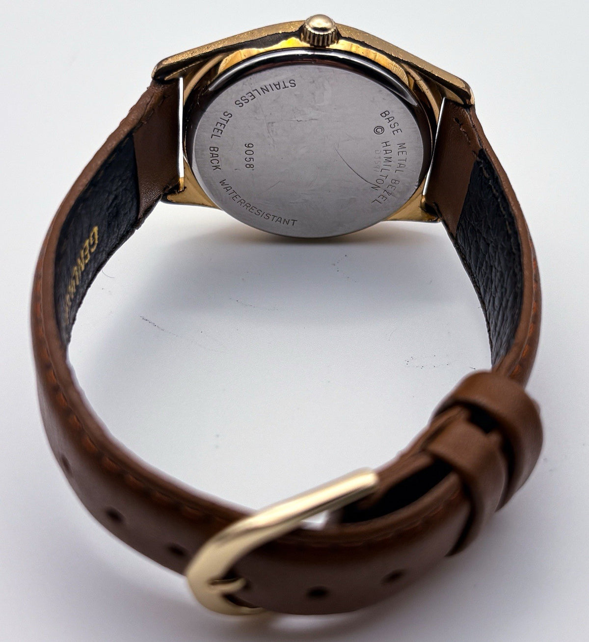 Hamilton 9058 Gold Quartz 34mm Swiss Mens Watch Cream Breguet Dial Date