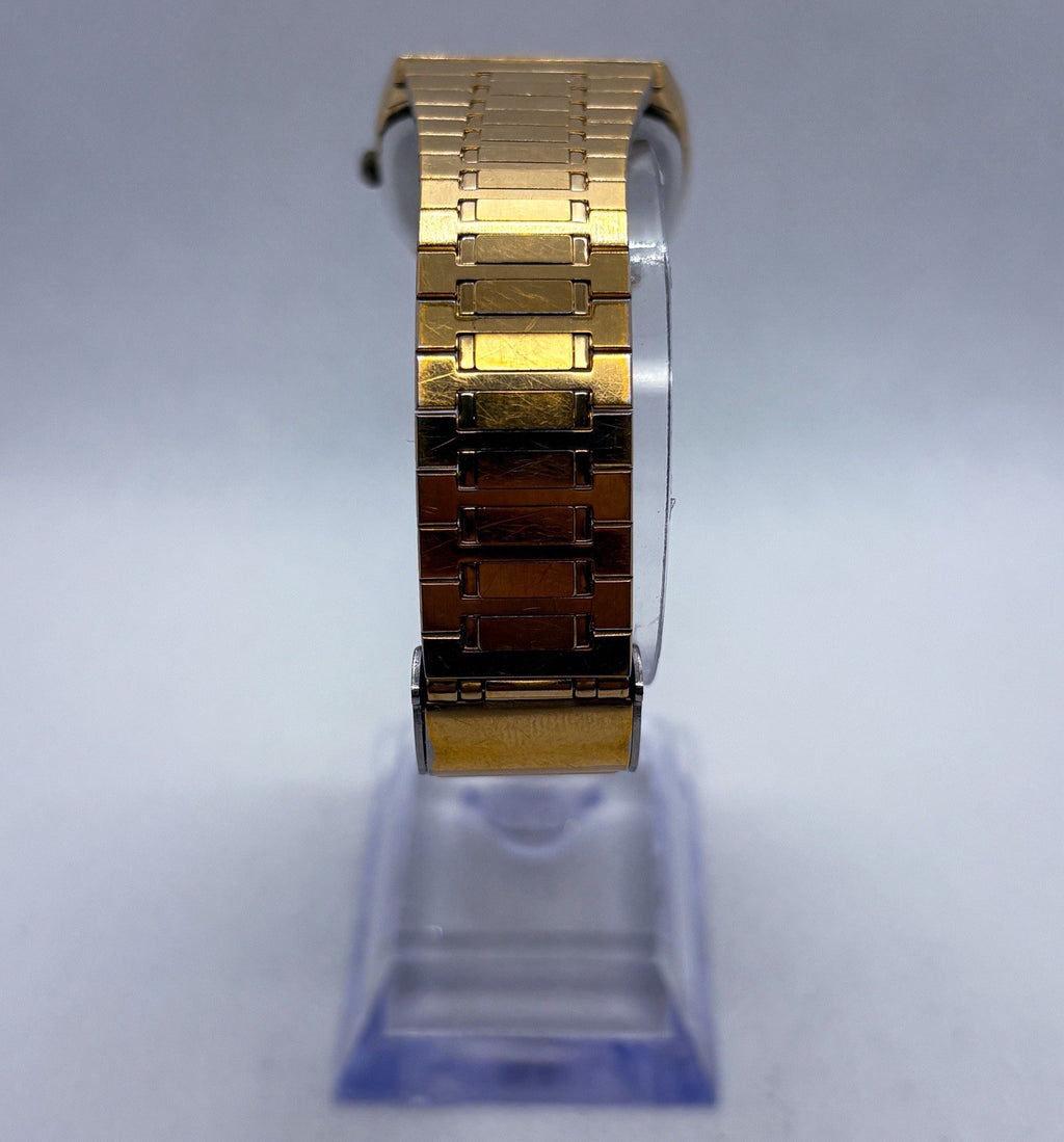 VTG 1984 Seiko Quartz 6533-5010 Gold Plated Textured TV Dial Men's Dress Watch