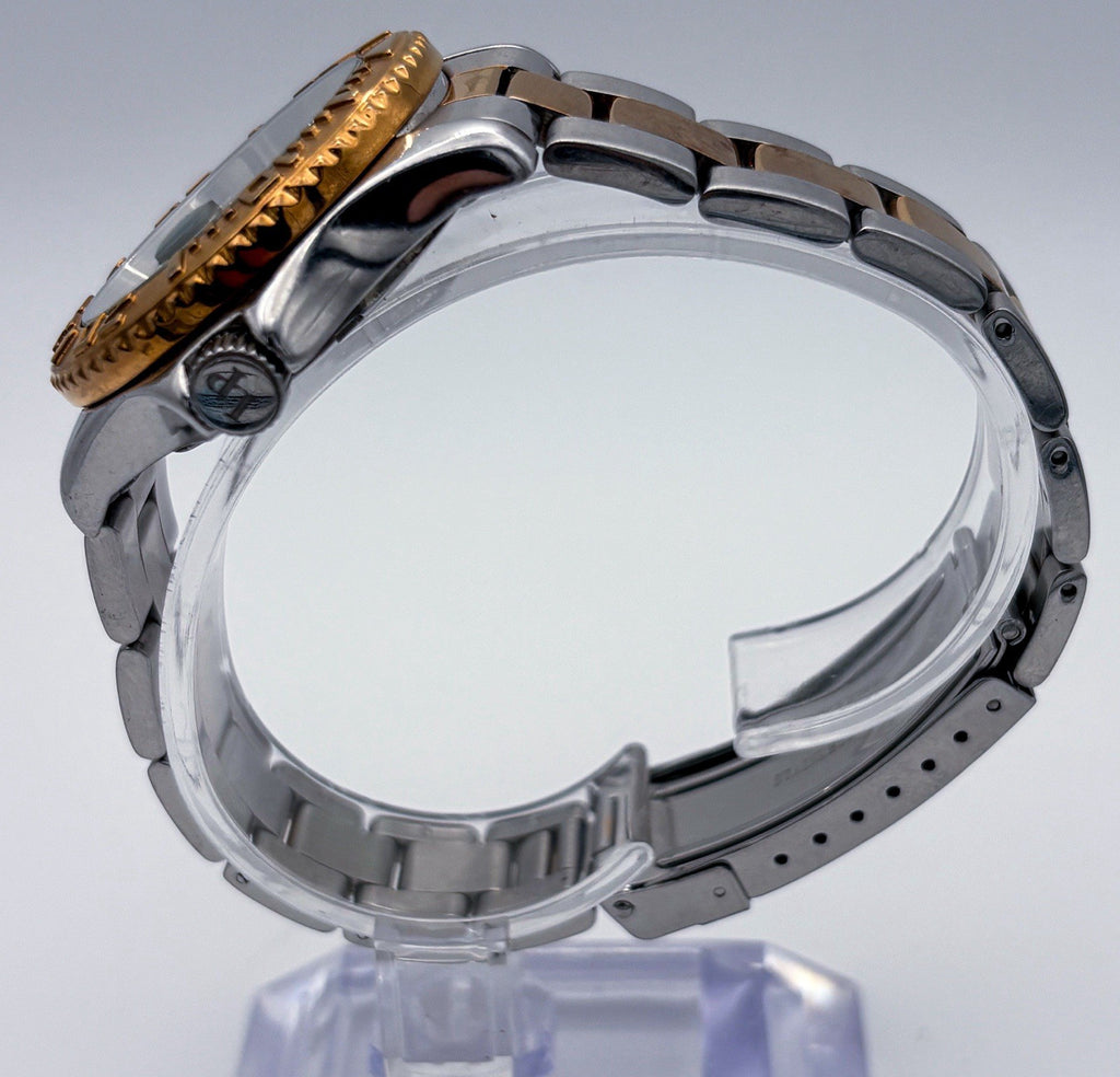 Lucien Piccard Walen Midsize Diver Watch Two Tone Rose Gold Black Dial 35mm