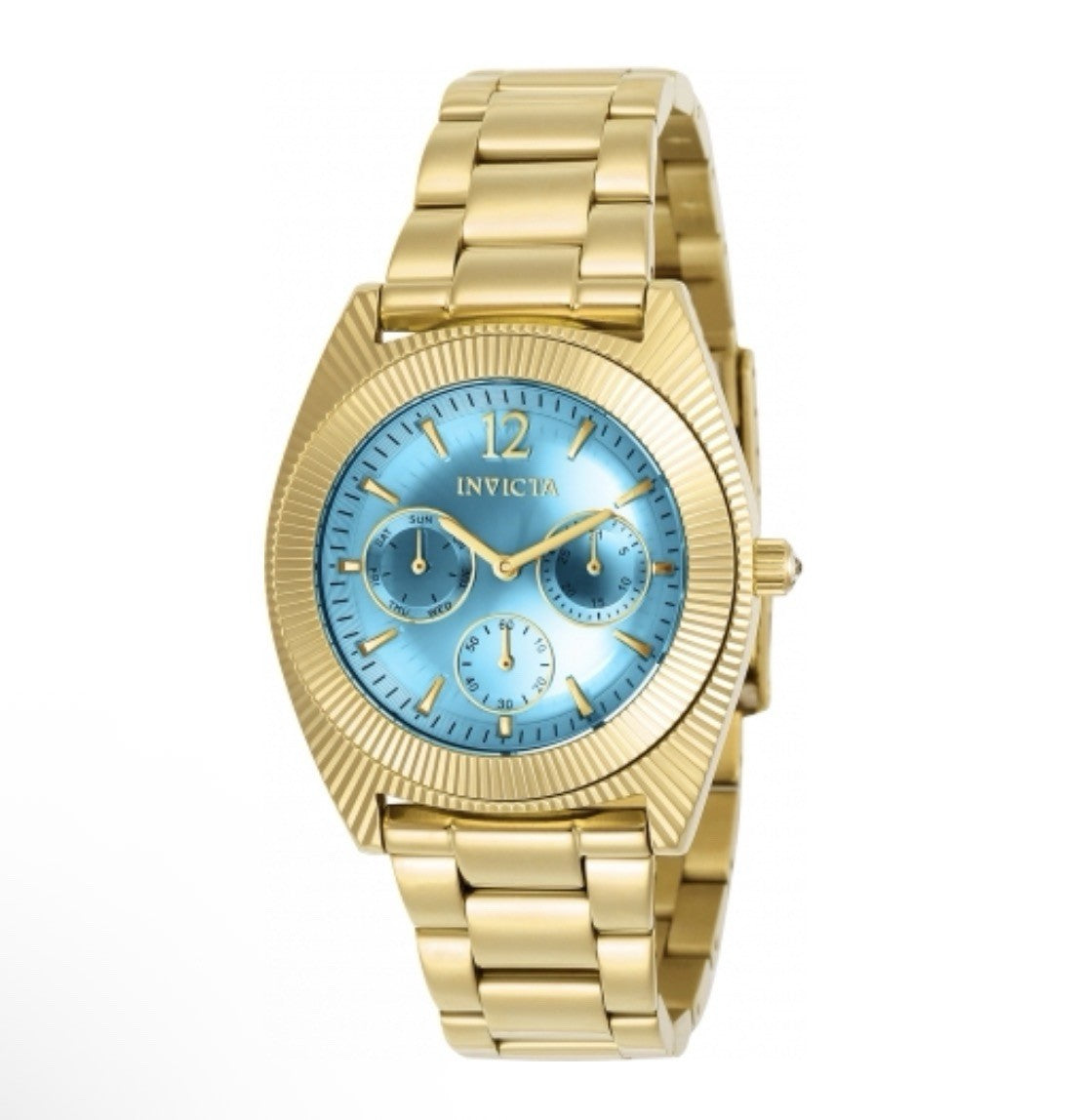 Invicta Angel Women's Watch 23753 Gold SS Light Blue Dial Quartz VAULTED 2016