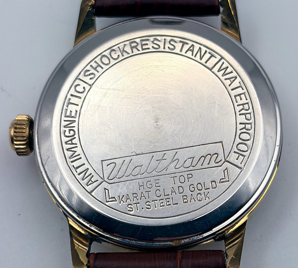 VTG 1960s Waltham 17J Manual Wind Bullseye Pinstripe Gold Plated Mens Watch Runs