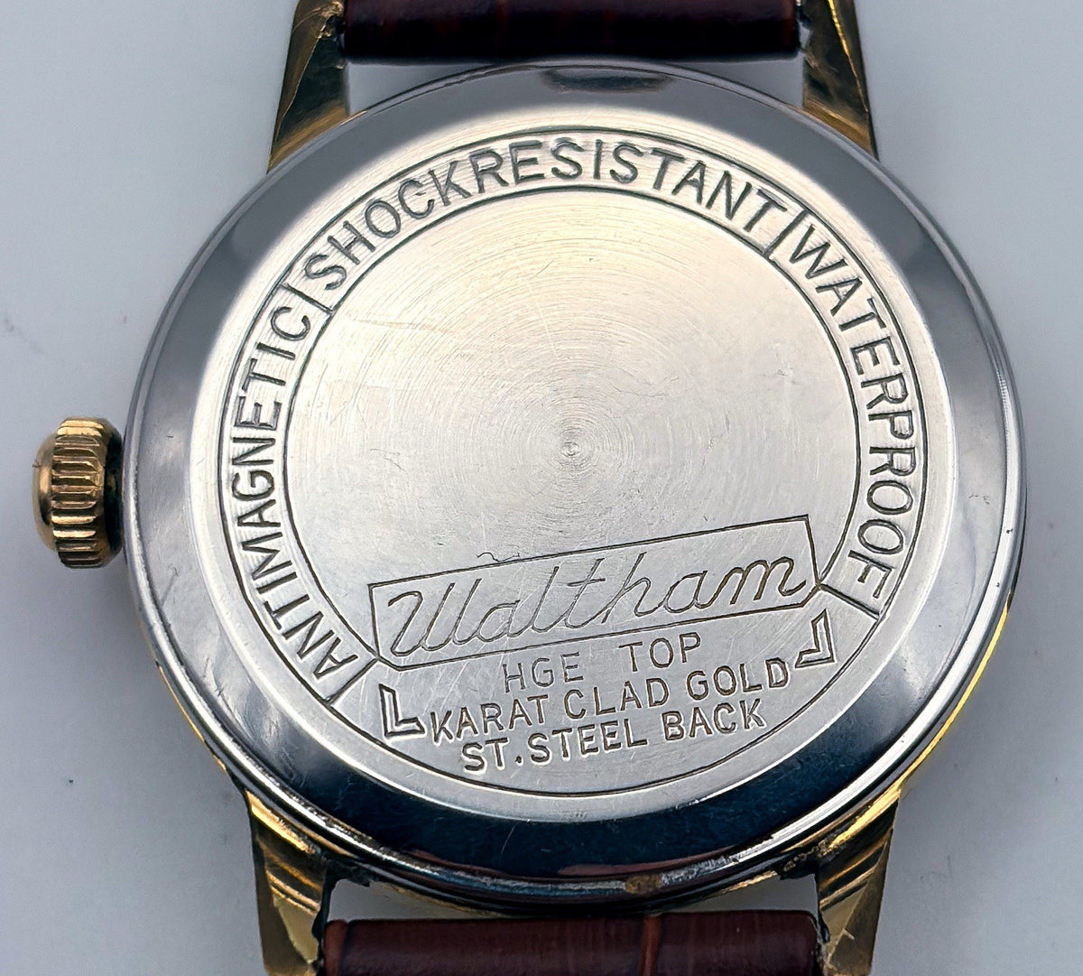 VTG 1960s Waltham 17J Manual Wind Bullseye Pinstripe Gold Plated Mens Watch Runs