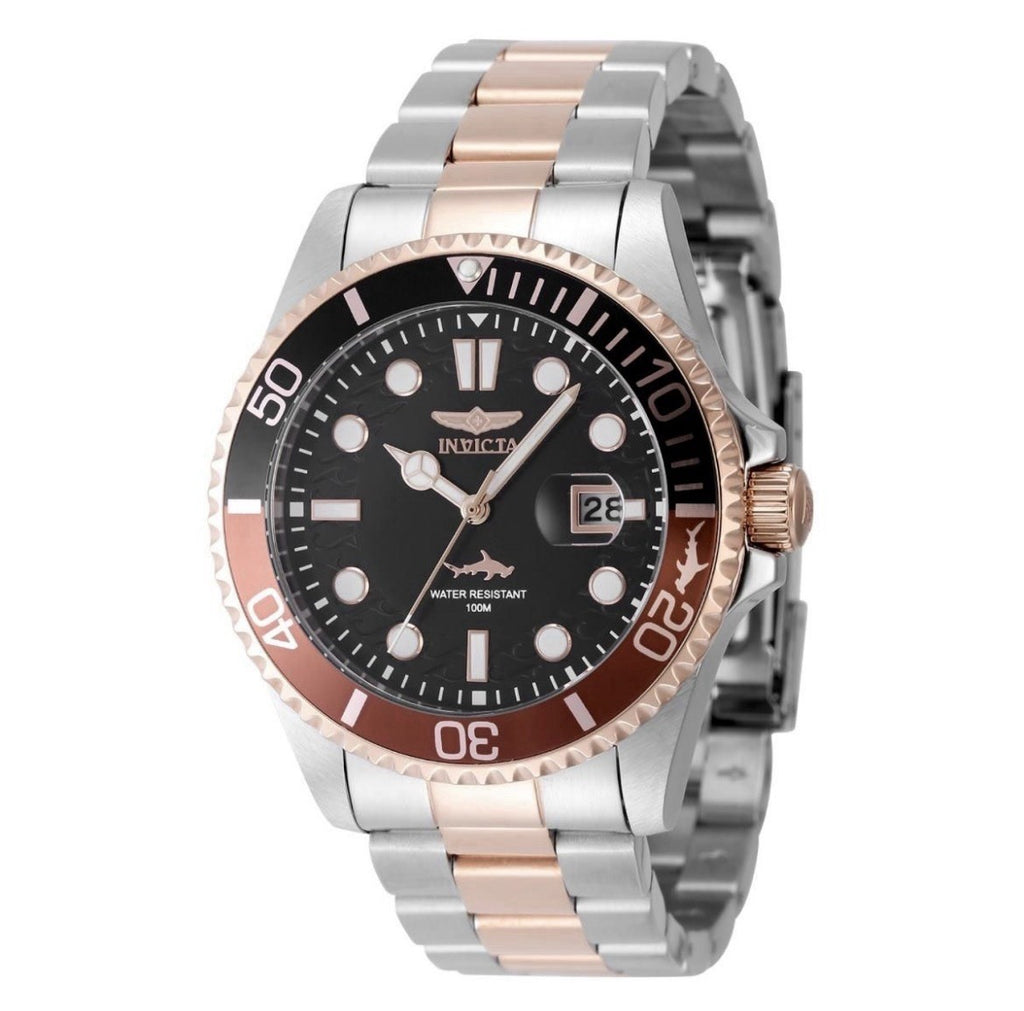 Invicta Men's 43mm Pro Diver HAMMERHEAD Black Dial Rose Two Tone SS Watch 44717