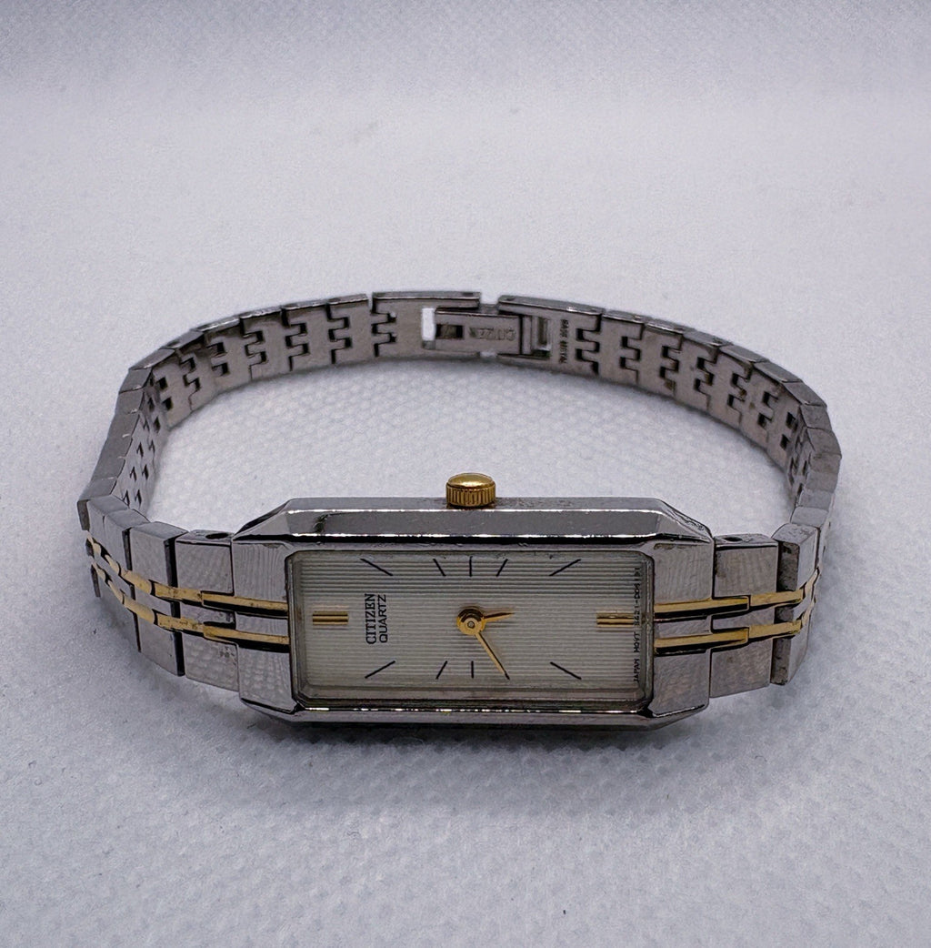 Citizen Tank Women’s Watch 13mm Textured Dial Silver Gold Two-Tone 5421-S91484