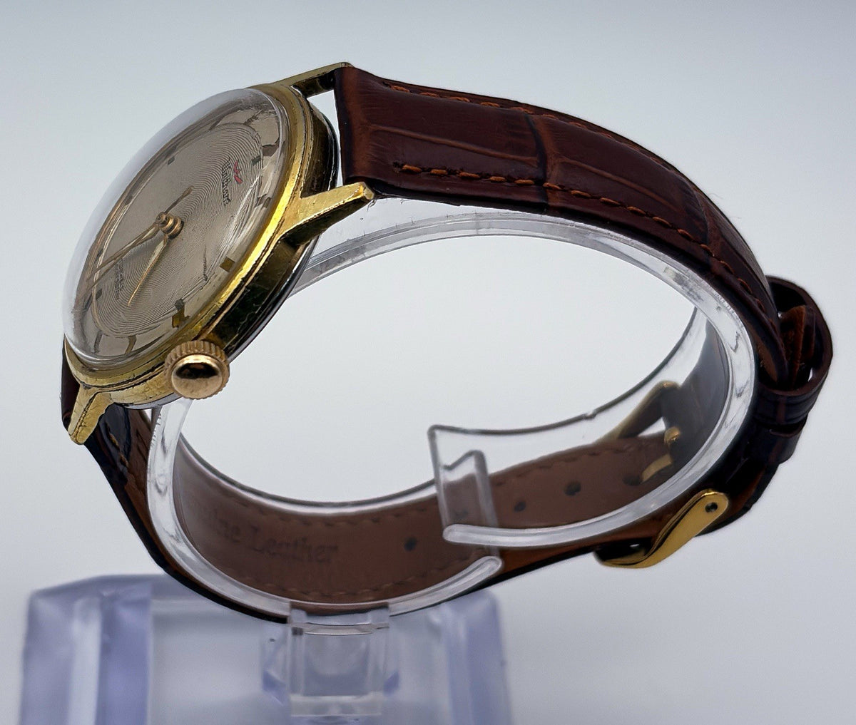 VTG 1960s Waltham 17J Manual Wind Bullseye Pinstripe Gold Plated Mens Watch Runs
