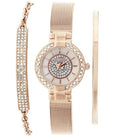Elgin Rose Gold Women's Watch Genuine Crystal & Matching Bracelet Set New Style!