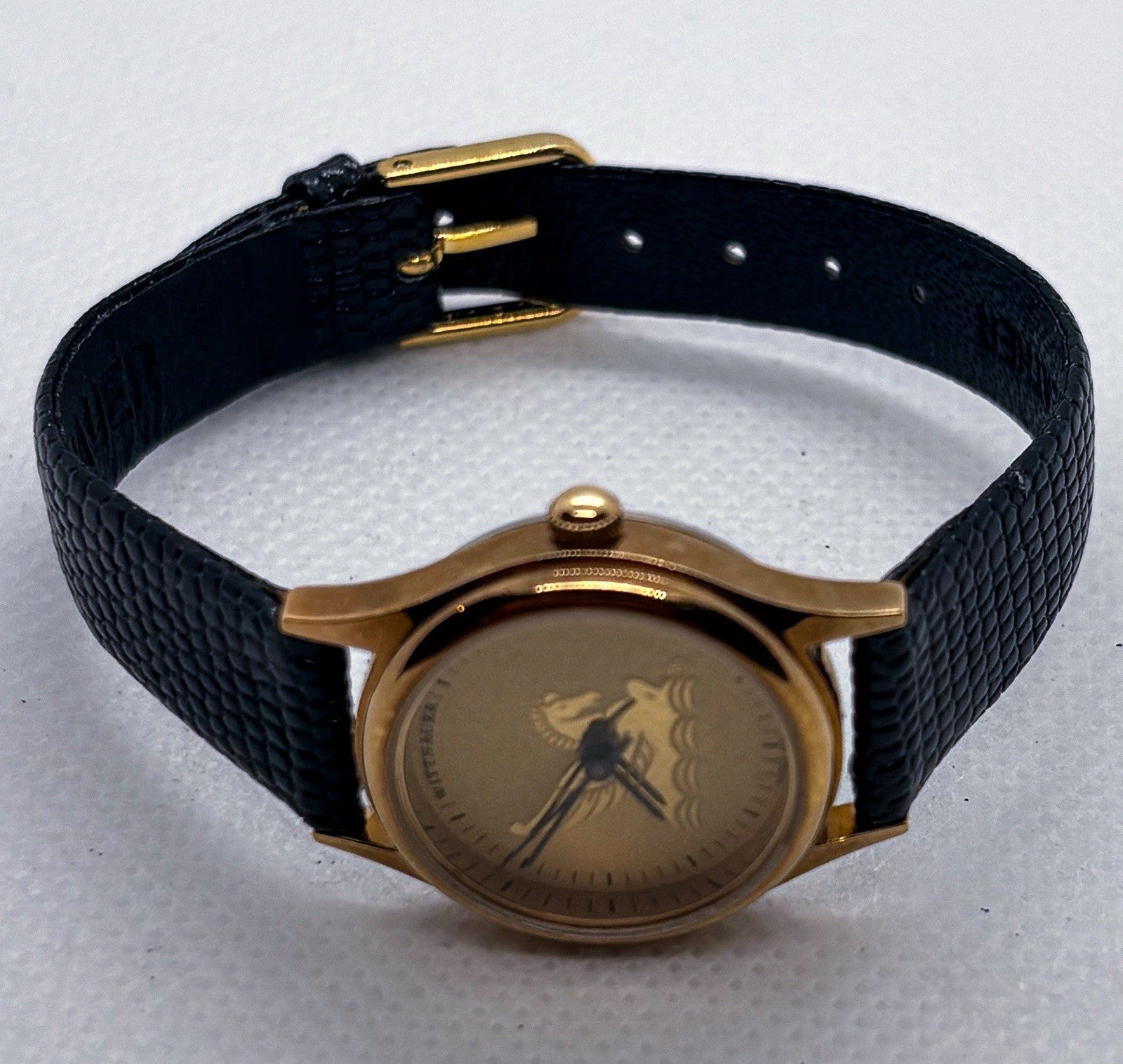 Vintage 1990s Wittnauer Ladies Watch RD2522 Mobil Oil Pegasus 24mm Gold Tone