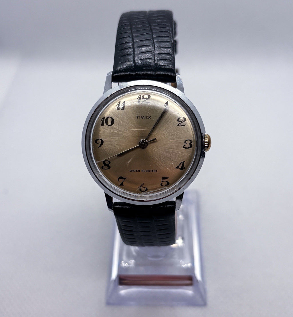 Vintage 1977 Timex Marlin Mechanical Hand Wind Men's Watch 34mm Sunburst Dial