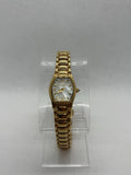 Elgin Ladies Analog Quartz Watch Gold Tone Oval Mother of Pearl Dial New Battery