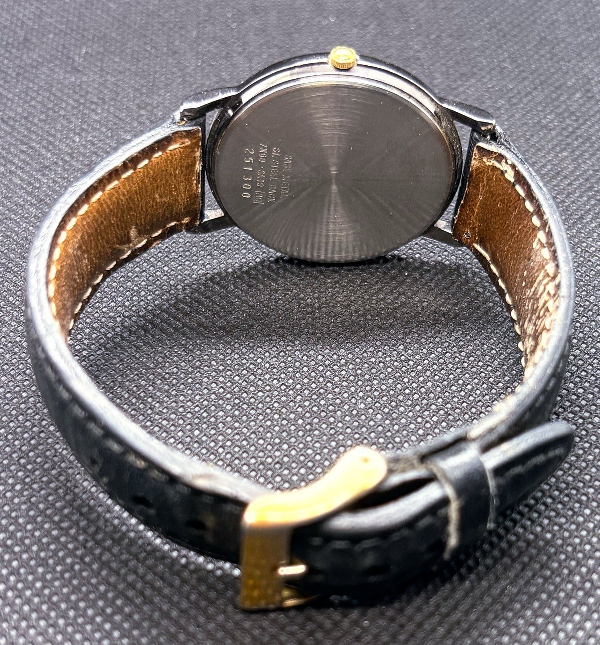 Vintage 1992 Seiko 7N00-8A49 Museum 34mm Black Dial Diamond Accent Quartz Watch