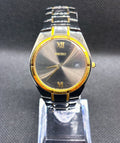 Vintage 1997 Seiko 7N39-0BD0 Two-Tone Black Gold Quartz Dress Watch 5.75” Wrist
