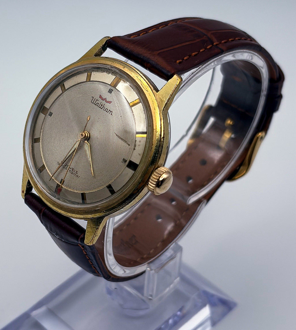 VTG 1960s Waltham 17J Manual Wind Bullseye Pinstripe Gold Plated Mens Watch Runs