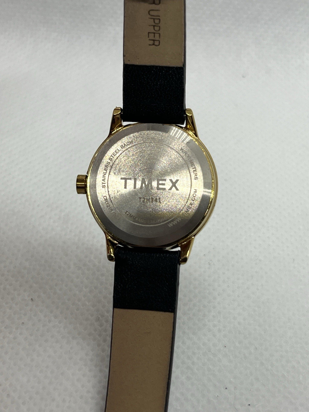 Timex Easy Reader Women's Watch T2H341 - 25mm Gold Case - Black Leather Strap