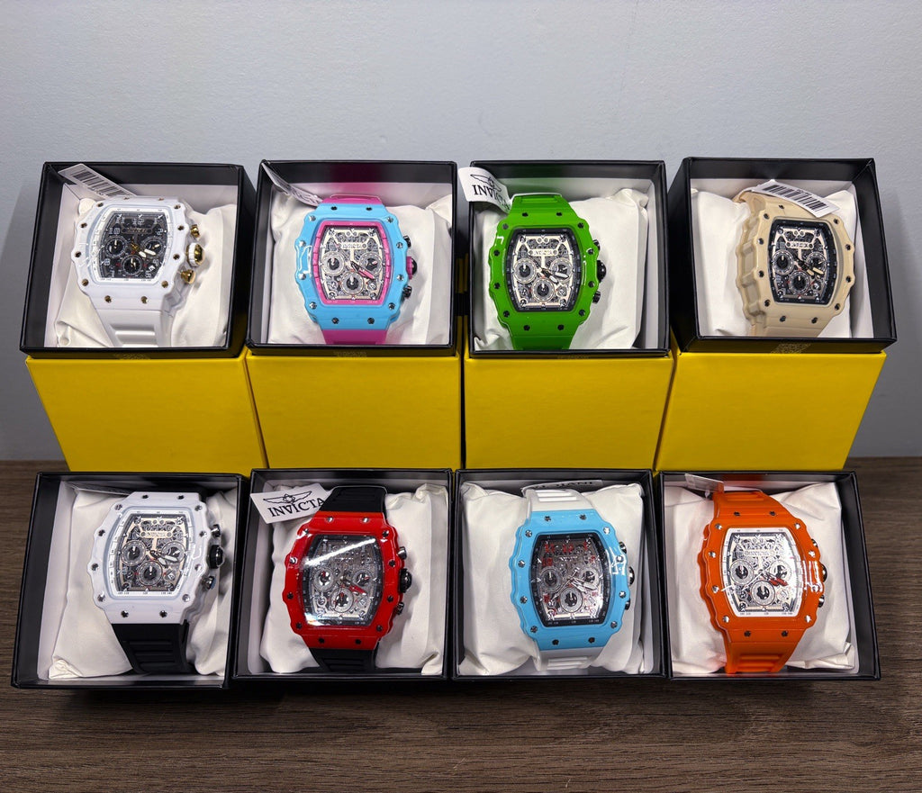 Invicta Racing Miami 8 Watch Bundle - Pink Case Signed by F2 Drivers 43mm LE 220